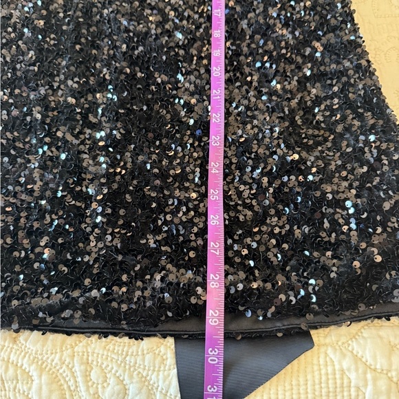 Black Sequin Long Sleeve Tunic Dress Ribbon Back - Women's L - Picture 2 of 7